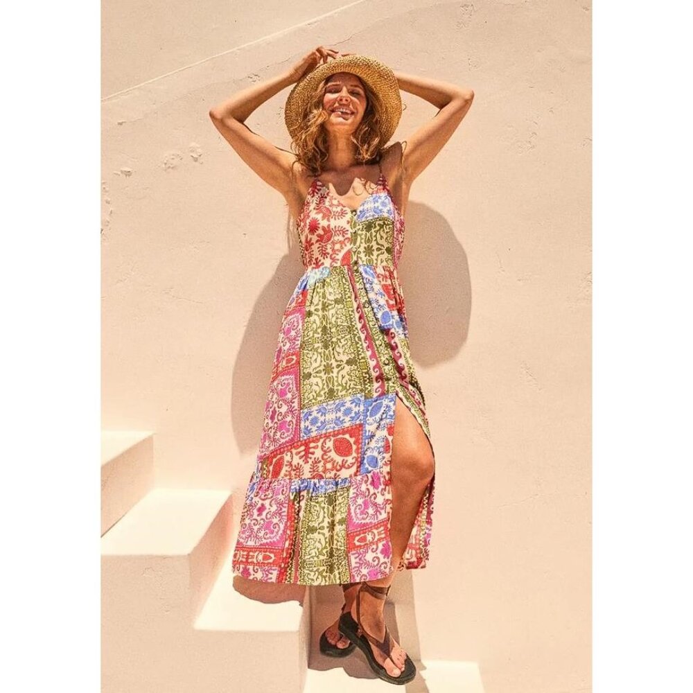 BILA77 Women's Wilcox Maxi Dress Size XL In Sea Pearl